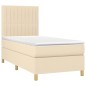 vidaXL Cama box spring colchón y luces LED tela crema 100x200 cm