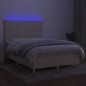 vidaXL Cama box spring colchón y luces LED tela crema 140x200 cm vidaXL Cama box spring colchón y luces LED tela crema 140x200 cm