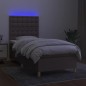 vidaXL Cama box spring colchón y luces LED gris taupe 80x200 cm vidaXL Cama box spring colchón y luces LED gris taupe 80x200 cm