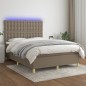 vidaXL Cama box spring colchón y luces LED tela gris taupe 140x190 cm vidaXL Cama box spring colchón y luces LED tela gris taupe 140x190 cm