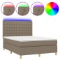 vidaXL Cama box spring colchón y luces LED tela gris taupe 140x190 cm vidaXL Cama box spring colchón y luces LED tela gris taupe 140x190 cm