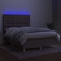 vidaXL Cama box spring colchón y luces LED tela gris taupe 140x190 cm vidaXL Cama box spring colchón y luces LED tela gris taupe 140x190 cm