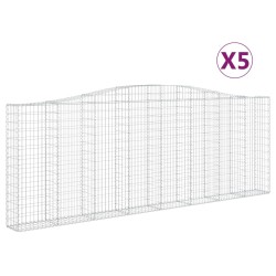vidaXL Cestas gaviones 5 uds forma de arco hierro 400x30x140/160 cm