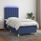 vidaXL Cama box spring colchón y luces LED tela azul 100x200 cm vidaXL Cama box spring colchón y luces LED tela azul 100x200 cm