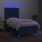 vidaXL Cama box spring colchón y luces LED tela azul 100x200 cm vidaXL Cama box spring colchón y luces LED tela azul 100x200 cm