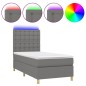 vidaXL Cama box spring colchón y luces LED tela gris oscuro 90x190 cm vidaXL Cama box spring colchón y luces LED tela gris oscuro 90x190 cm