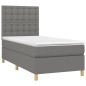 vidaXL Cama box spring colchón y luces LED tela gris oscuro 90x190 cm vidaXL Cama box spring colchón y luces LED tela gris oscuro 90x190 cm