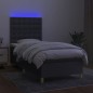 vidaXL Cama box spring colchón y luces LED tela gris oscuro 90x190 cm vidaXL Cama box spring colchón y luces LED tela gris oscuro 90x190 cm