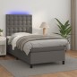 vidaXL Cama box spring y colchón LED cuero sintético gris 90x200 cm vidaXL Cama box spring y colchón LED cuero sintético gris 90x200 cm