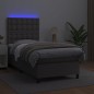 vidaXL Cama box spring y colchón LED cuero sintético gris 90x200 cm vidaXL Cama box spring y colchón LED cuero sintético gris 90x200 cm