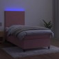 vidaXL Cama box spring colchón y LED terciopelo rosa 90x200 cm