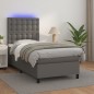 vidaXL Cama box spring y colchón LED cuero sintético gris 90x190 cm vidaXL Cama box spring y colchón LED cuero sintético gris 90x190 cm