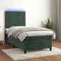 vidaXL Cama box spring colchón y LED terciopelo verde oscuro 90x200 cm vidaXL Cama box spring colchón y LED terciopelo verde oscuro 90x200 cm