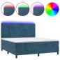 vidaXL Cama box spring colchón y LED terciopelo azul oscuro 180x200 cm vidaXL Cama box spring colchón y LED terciopelo azul oscuro 180x200 cm