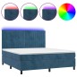 vidaXL Cama box spring colchón y LED terciopelo azul oscuro 160x200 cm vidaXL Cama box spring colchón y LED terciopelo azul oscuro 160x200 cm