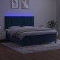 vidaXL Cama box spring colchón y LED terciopelo azul oscuro 160x200 cm vidaXL Cama box spring colchón y LED terciopelo azul oscuro 160x200 cm