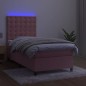vidaXL Cama box spring colchón y LED terciopelo rosa 90x200 cm vidaXL Cama box spring colchón y LED terciopelo rosa 90x200 cm