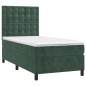 vidaXL Cama box spring colchón y LED terciopelo verde oscuro 90x190 cm vidaXL Cama box spring colchón y LED terciopelo verde oscuro 90x190 cm