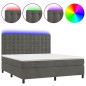 vidaXL Cama box spring colchón y LED terciopelo gris oscuro 180x200 cm