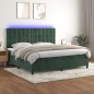 vidaXL Cama box spring colchón y LED terciopelo verde oscuro 200x200cm vidaXL Cama box spring colchón y LED terciopelo verde oscuro 200x200cm