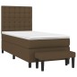 vidaXL Cama box spring con colchón tela marrón oscuro 90x190 cm vidaXL Cama box spring con colchón tela marrón oscuro 90x190 cm