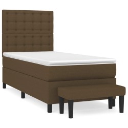 vidaXL Cama box spring con colchón tela marrón oscuro 100x200 cm