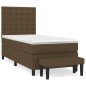 vidaXL Cama box spring con colchón tela marrón oscuro 100x200 cm vidaXL Cama box spring con colchón tela marrón oscuro 100x200 cm