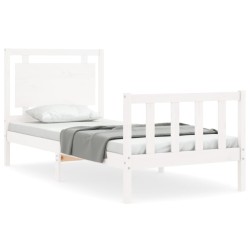 vidaXL Estructura de cama con cabecero madera maciza blanco 90x200 cm