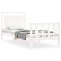 vidaXL Estructura de cama con cabecero madera maciza blanco 90x200 cm vidaXL Estructura de cama con cabecero madera maciza blanco 90x200 cm