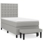 vidaXL Cama box spring con colchón tela gris claro 90x190 cm vidaXL Cama box spring con colchón tela gris claro 90x190 cm