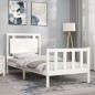 vidaXL Estructura de cama con cabecero madera maciza blanco 90x200 cm vidaXL Estructura de cama con cabecero madera maciza blanco 90x200 cm