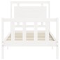 vidaXL Estructura de cama con cabecero madera maciza blanco 90x200 cm vidaXL Estructura de cama con cabecero madera maciza blanco 90x200 cm