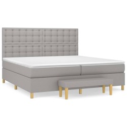 vidaXL Cama box spring con colchón tela gris claro 200x200 cm