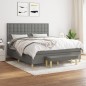 vidaXL Cama box spring con colchón tela gris oscuro 160x200 cm vidaXL Cama box spring con colchón tela gris oscuro 160x200 cm
