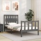 vidaXL Estructura de cama con cabecero madera maciza gris vidaXL Estructura de cama con cabecero madera maciza gris