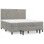 vidaXL Cama box spring con colchón terciopelo gris claro 180x200 cm vidaXL Cama box spring con colchón terciopelo gris claro 180x200 cm