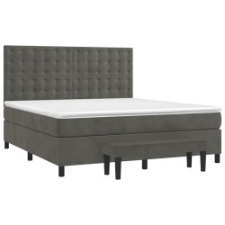 vidaXL Cama box spring con colchón terciopelo gris oscuro 180x200 cm