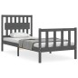 vidaXL Estructura de cama con cabecero madera maciza gris vidaXL Estructura de cama con cabecero madera maciza gris
