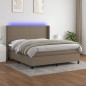 vidaXL Cama box spring colchón y luces LED tela gris taupe 180x200 cm vidaXL Cama box spring colchón y luces LED tela gris taupe 180x200 cm