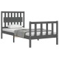 vidaXL Estructura de cama con cabecero madera maciza gris vidaXL Estructura de cama con cabecero madera maciza gris