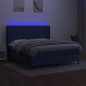 vidaXL Cama box spring colchón y luces LED tela azul 160x200 cm vidaXL Cama box spring colchón y luces LED tela azul 160x200 cm
