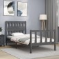 vidaXL Estructura de cama con cabecero madera maciza gris vidaXL Estructura de cama con cabecero madera maciza gris
