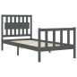 vidaXL Estructura de cama con cabecero madera maciza gris vidaXL Estructura de cama con cabecero madera maciza gris