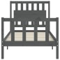vidaXL Estructura de cama con cabecero madera maciza gris vidaXL Estructura de cama con cabecero madera maciza gris