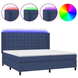 vidaXL Cama box spring colchón y luces LED tela azul 200x200 cm