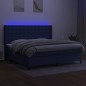 vidaXL Cama box spring colchón y luces LED tela azul 200x200 cm vidaXL Cama box spring colchón y luces LED tela azul 200x200 cm