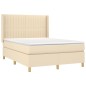 vidaXL Cama box spring colchón y luces LED tela crema 140x190 cm vidaXL Cama box spring colchón y luces LED tela crema 140x190 cm