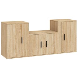 vidaXL Set de muebles para TV 3 pzas madera contrachapada roble sonoma
