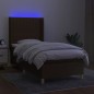 vidaXL Cama box spring colchón y luces LED tela marrón oscuro 90x200cm vidaXL Cama box spring colchón y luces LED tela marrón oscuro 90x200cm