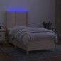 vidaXL Cama box spring colchón y luces LED tela crema 80x200 cm